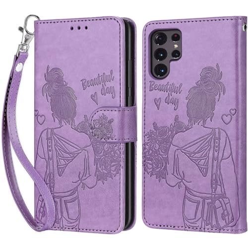 Tivenfezk Nadoli Handyhülle für Samsung Galaxy S24 Ultra,Blumen Schmetterling Hülle PU Leder Klapphülle Klappbar Schutzhülle Handytasche Stoßfeste Brieftasche Flip Case Cover