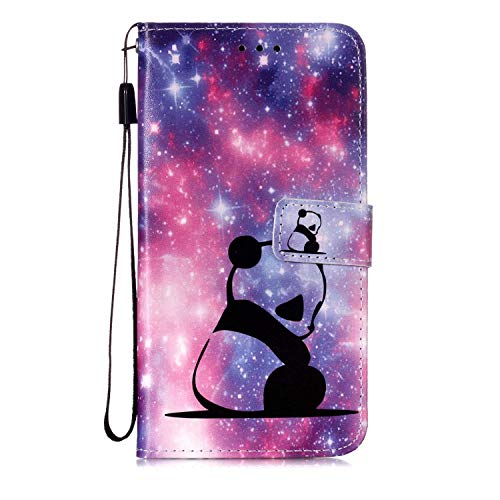 TTNAO Hülle Kompatibel mit Huawei P40 Lite PU Leder Kartenschlitzen Portemonnaie Tasche Flipcase Klappbare Magnetverschluss Handyhülle Stoßfest Case Cover(Panda)