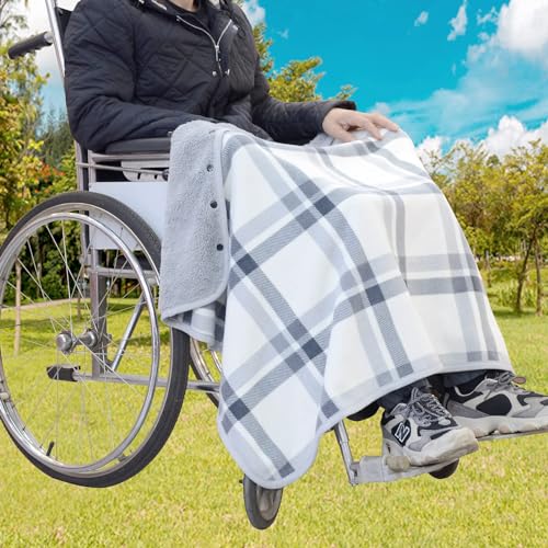 Decken Für Rollstuhl, Rollstuhl-Schal Decke Für Erwachsene, Flanellfutter Rollstuhl Poncho, Knie beindecke Tragbare Warme Decke, Cape-Poncho Für Rollstuhlfahrer