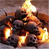 VORAE Schreckende menschliche Totenkopf-Feuerstelle, langlebige, wiederverwendbare Feuerstelle Totenkopf, Halloween-Feuersteine in Totenkopfform für Feuerstelle, Lagerfeuer, Kamine (3 Stück)