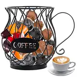 QUTHZZHY Kaffeekapselhalter, Kaffee-Aufbewahrungskorb, mehrere Kapseln, Organizer für Kaffee, Kaffee, Küche, Schwarzer Metalldraht, Kaffeekapsel Aufbewahrung, Kaffeepad-Organizer …