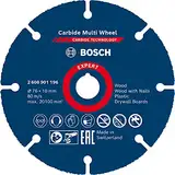 Bosch 1x EXPERT Carbide Multi Wheel Trennscheiben für Mini-Winkelschleifer (für Hartholz, Holz mit Nägeln, Ø 76 mm, Professional Zubehör Mini-Winkelschleifer)