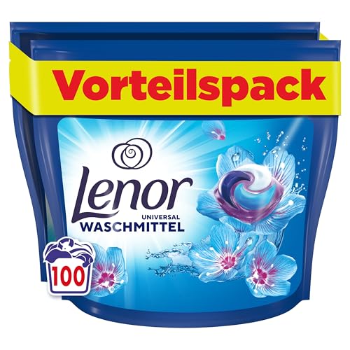 LENOR PODS Universal Waschkapseln Vollwaschmittel 100 Waschladungen, Aprilfrisch, Langanhaltende Frische Und Geruchsentfernung Bei Kaltwäsche
