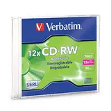 Verbatim CD RW, 4 x 12 x High Speed, 80 Minuten, 700 MB, schlankes Gehäuse, 1/Pack (VER95161) Kategorie: CD Media