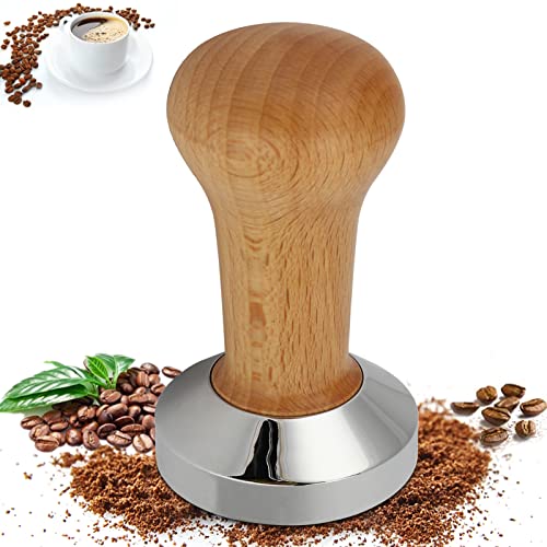 Kaffee Tamper 53mm, Edelstahl Base Holzgriff Mit Silikonmatte Barista Zubehör, Edelstahl Espresso Kaffeestampfer Mit Holzgriff Für Kaffeemaschinen