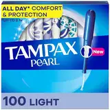 Tampax Pearl Tampons leichte Saugfähigkeit, 100 Stück, BPA-freier Kunststoff-Applikator und LeakGuard-Geflecht, geruchlos, 50 Stück, 2 Stück (insgesamt 100 Stück)