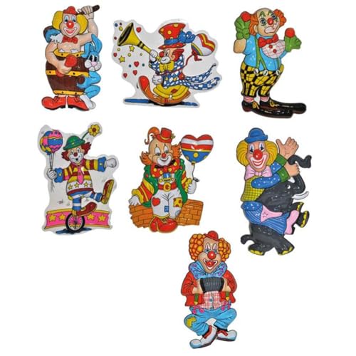 PARTY DISCOUNT NEU Wand-Deko Clowns, 7-Fach Sortiert, 1 STK. Ca. 47cm