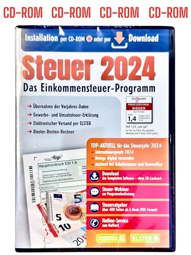 Aldi Steuer 2024 für die Steuererklärung 2024 am PC. ELSTER Klar Strukturiert Steuerprogramm per CD-Rom oder Download