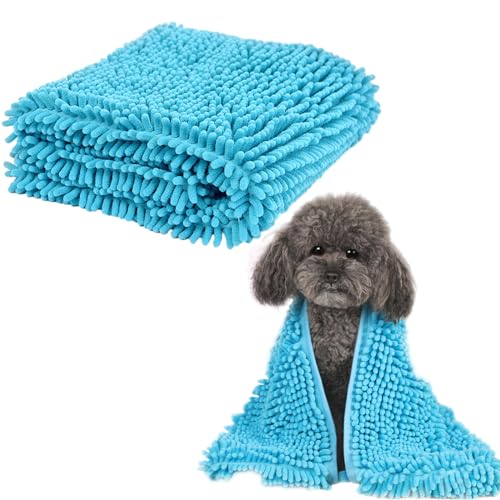 PLUSHCEWT Haustier Handtuch,Hundehandtuch aus Chenille,Mikrofaser-Haustierhandtuch, Superabsorbierende weiche Hundehandtücher,Leichtgewicht für Hunde,Katzen Maschinenwaschbar 80 * 35 cm (Blue)