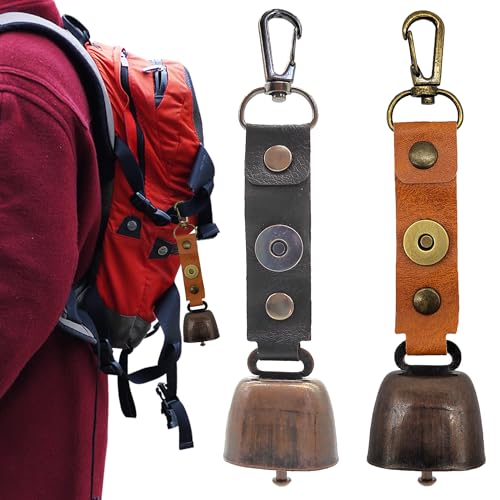 CHENNAN 2 Stück Kupferglocken Metall Vintage Mini Kuhglocke Anti Verlust Glocke für Haustiere Dekorationen Vielseitig Kompakt und Tragbar Für Outdoor-Wanderungen, Rucksack-Anhänger, Tierhalsbä