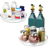 Puricon 2 Stück Drehplatte Lazy Susan Küchen Organizer, Drehteller für Kühlschrank Drehscheibe, Transparent Drehtablett Drehbar Rondell Aufbewahrung Turntable 23 * 23 CM