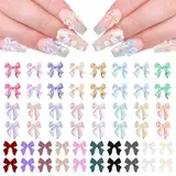 100 Stück 3D Nageldekorations Sets Aurora Schleifen Nagelanhänger Buntes Schleifen Nagelzubehör Niedlicher Kunstharz Nagel Strassstein für Nagelkunst Handwerk Und Dekoration