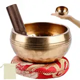 Tibetische Klangschale - Meditationsklangschale Ø 8cm,Tibetisches Klangschalen Set,Klangschale Set mit Schlegel Klangschalenkissen,Tibetanische Klangschalen,Singing Bowl für Entspannung Meditations