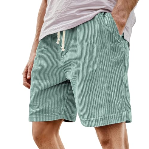 Generisch Herren Shorts Sommer Casual Kurz Cordhose mit Kordelzug und Taschen Locker Große Größe Strandshorts Mode Einfarbig Freizeitshorts Outdoor Fitness Sportshorts für Männer