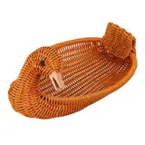 SHOWERORO Webenkorb Geformt Rattan Obstkorb Körbe Snack Obsthalter Weiden Gewebte Lebensmittel Servierkorb Wicker Ente Entenform Wickerkorb Entenbehälter Pp Wiederverwendbar