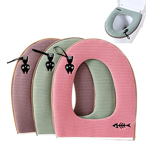 WC Sitzbezüge,Zuzer 3pcs WC Sitzkissen Universal Reißverschluß Waschbar Toilettensitzabdeckung Pads Toilet Seat Cover WC Sitz Pad Toiletten Sitzbezug Wasserdichtes antibakterielles Home WC Sitzkissen