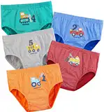 KEREDA Jungen Slips, Kinder Baumwolle Unterwäsche 5er Pack Auto Sortierte Unterhosen 2-7 Jahre,A,2-3 Jahre