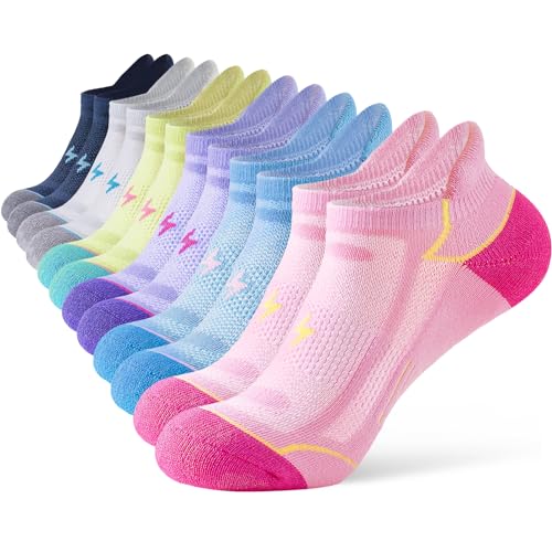 Niorasen Sneaker Socken Damen 39-42 35-38, Socken Damen Atmungsaktive Anti-Blasen Baumwolle 6 Paar, Sportsocken Kurze Gepolsterte Multi Athletic Laufsocken