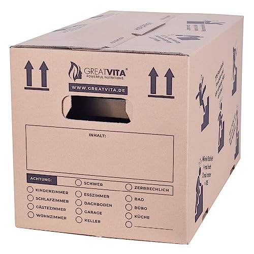 10 x Umzugskartons, Bücherkartons, Aktenkartons | 600 x 330 x 350 mm, 2-wellig | extra groß & stabil bis zu 40 kg | aus Recyclingpapier & mehrfach benutzbar | Verpackungskartons für den Umzug, Pappe