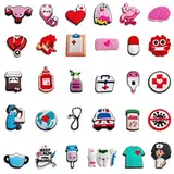 BCZR 30 Stück Crocs Anstecker, Nurses Anstecker Schuhanstecker, Schuh-Charm Für Kinder Crocs Krankenschwester Zubehör Dekoration PVC Charm Für Schuhe DIY Dekorationen Kinderpartys Geschenk