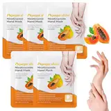 Handmasken, 5 Paar Feuchtigkeitsspendende Handschuhe, Handpflege für Trockene Alternde Rissige Hände für Frauen und Männer, Peeling-Handmasken mit Papaya-Extrakt