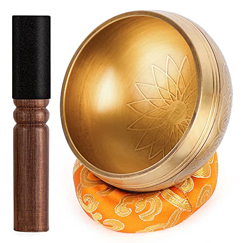 Tibetisches Klangschalen-Set – 100% handgehämmert in Nepal Klangschale für Meditation, Yoga, Chakra, Meditationszubehör, einzigartige Geschenke für Frauen, Männer (9.5 cm)