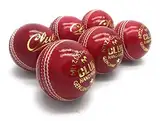 Mozi Sports® , Herren, per Hand genäht, Club, Kreis, Cricket-Ball, hochwertig, Senior, offizielle Bälle, Set aus 6 Stück, Geweicht: 156 g