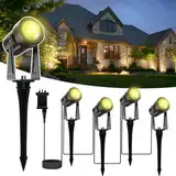 LONIUTO Gartenbeleuchtung mit Strom 14M, 3W*4 Stück Außenbeleuchtung Garten 3000K Warmweiß, 14V Gartenstrahler LED Außen IP65 Wasserdicht für Weg, Rasen, Hof, Terrasse