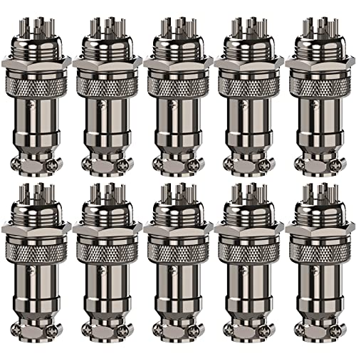 CLDIY GX16 5 Pins Panel Metallmontage Rund Metall Aviation Stecker Adapter Männlich Weiblich Steckdose (10 Stücke)