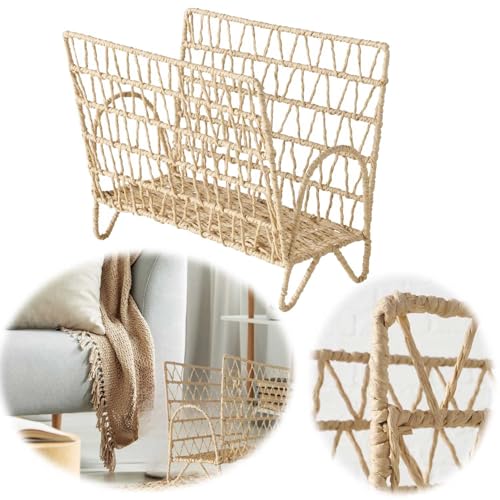 LS-LebenStil Exklusiver Landhaus Magazinständer Sisal 29cm Rattan Look Zeitungsständer geflochten Zeitungskorb Zeitschriftenständer Zeitungshalter für Zeitschriften, Zeitungen, Magazine