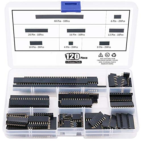 ARCELI 120 Stücke 2,54mm Gerade Einreihige Platine Weibliche Stiftleiste Sockel Steckerleiste Sortiment Kit für Arduino Prototyp Schild (Einreihige)