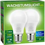 Briignite Pflanzenglühbirnen, A60 LED Wachstumsglühbirne,Vollspektrum mit E27-Sockel, 15W Wachstumsglühbirne, 120W Äquivalent, für Zimmerpflanzen