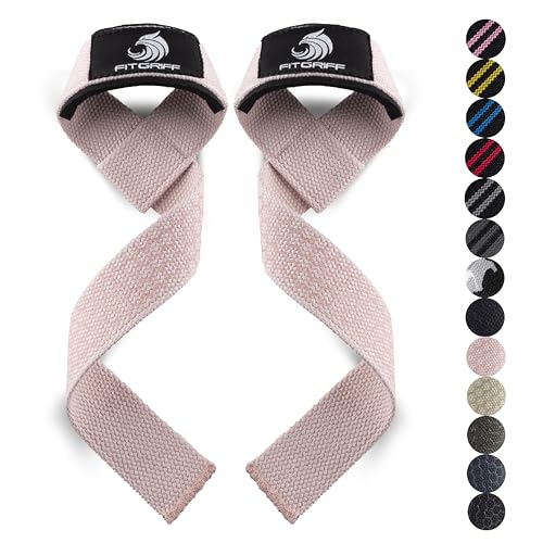 Fitgriff® Zughilfen (gepolstert) für Krafttraining, Bodybuilding, Fitness - Kreuzheben Gurte - Lifting Straps - für Frauen und Männer (Blush Pink, Silicone)