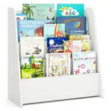 COSTWAY Kinderregal mit 4 Ablagefächern, Bücherregal für Kinder, Zeitungsständer, Aufbewahrungsregal für Kinderzimmer, Spielzimmer, 57,5 x 26,5 x 59 cm (Weiß)