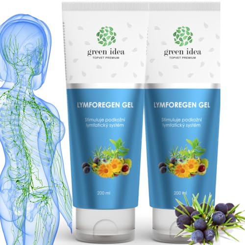 Green idea - Lymforegen Gel - Lymphdrainage und Entwässerung Gel - Stimuliert das Lymphsystem mit 15 Kräutern und ätherischen Ölen - Drainagesalbe - aktive Kräuterformel