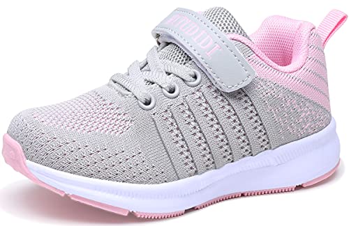 Hallenturnschuhe 32 Mädchen Sportschuhe Kinder Schuhe Mädchen Turnschuhe Hallenschuhe Laufschuhe Mesh Fitness Sport Girl Indoor Outdoor Shoes Grau Rosa