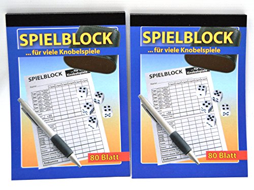 Without Label Spielblöcke für Würfelspiele, 2-er Set, je 80 Blatt, für viele Knobelspiele