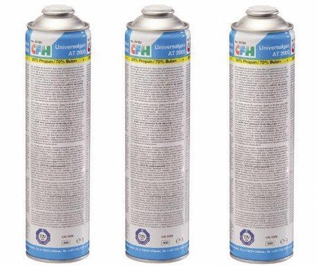 3x CFH Universalgas AT 2000 330g Gas Kartusche Propan Butan Gaskartusche Unkraut