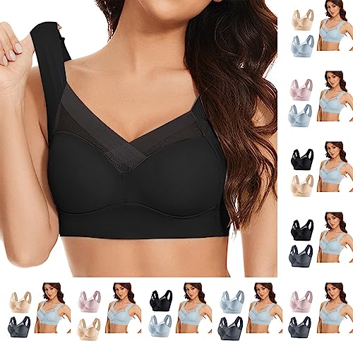 Damen Dessous Reizwäsche Set Sexy Dessous Damen für Sexy Set Birthday Gift For Women Mesh V Ausschnitt BH Damen Ohne Bügel Softschalen Bustier Damen High ElastizitäT BH Ohne Bügel 2er Pack Frauen Sexy