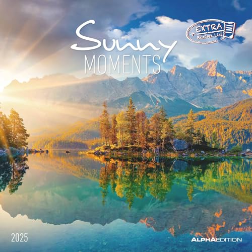 Alpha Edition - Sunny Moments 2025 Broschürenkalender, 30x30cm, Wandkalender mit Platz für Notizen und Termine, Bilder mit sonnigen Momenten, Monatsübersicht und Ferientermine DE/AT/CH