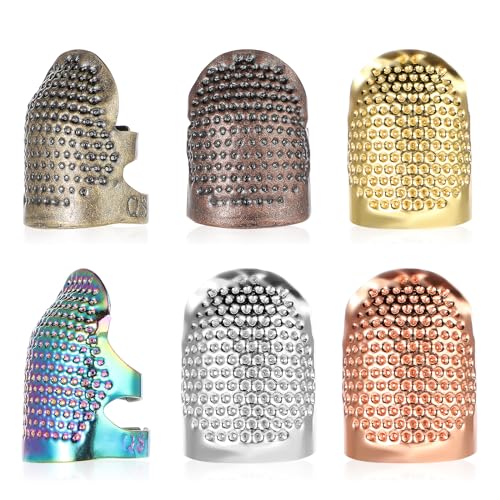 Tyqour 6 Stück Fingerhut, Einstellbare Fingerhut Nähen, Fingerschutz, Sewing Thimble Ring Fingerhut zum Nähen, Fingerhüte Für Handnähen, Handwerk Stickerei Für Haushalt Fingerlinge