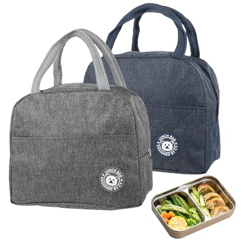 2 Stück 6 L isolierte Lunchtasche - thermische Picknicktaschen - Faltbar Isoliertasche - lunchbox kühltasche - tragbare Lunchbox Taschenhalter - isolierte Kühltragetasche für Büro und Outdoor Picknick