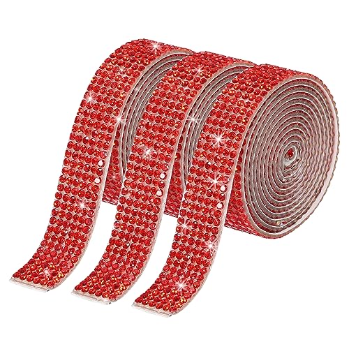 Glitzerband, Rhythmische Gymnastik-Dekoration, Verpackungsband for DIY-Scrapbooking, selbstklebendes Kristall-Strass-Diamantband for Kunst und Handwerk(Red,0.47inch)