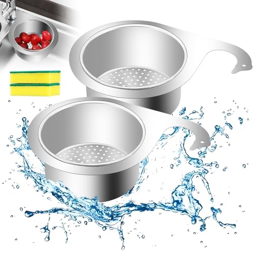 Siebkorb Aus Edelstahl In Schwanenform, 2 Stück Multi-Functional Abflusskorb Swan Sink Strainer Basket Mit Scheuerschwamm für Filter Küche Abfall Waschen Gemüse Früchte