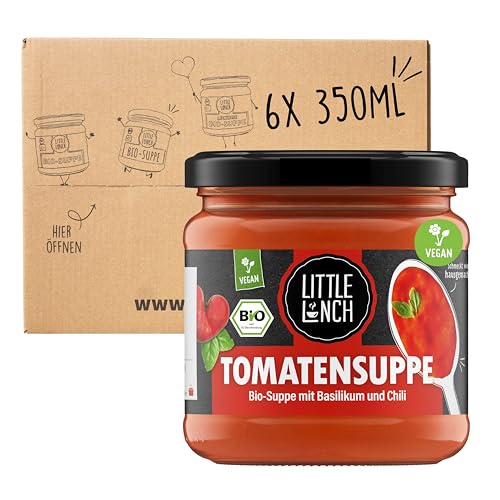 Little Lunch Bio Tomatensuppe | 100% Bio-Qualität | Vegan | Ohne zugesetzten Zucker | Glutenfrei | Laktosefrei | Keine künstlichen Zusätze | Ohne Geschmacksverstärker | 6 x 350ml