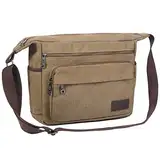 JAKAGO Wasserdichte Umhängetasche Herren,Multi-Tasche aus Segeltuch 15 Zoll Messenger Bag Arbeit Taschen für Herren & Damen,für Schule Reisen Arbeiten täglicher Gebrauch, Coffee