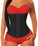 YIANNA Korsett Damen Bauchweg Stark Formend Latex Waist Trainer Corset Body Shaper Corsage Shapewear Taillenformer Korsage Corsette Schwarz U37G S