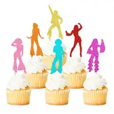 Blumomon 24 Stück 70er Disco Tanzen Cupcake Topper 70er Disco Kuchen Dekorationen Disco Cupcake Picks für Disco Ball Musik Theme Party Geburtstagsfeier Hochzeitsfeier Dekorationen