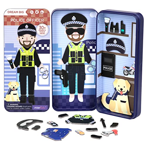 mierEdu Magnetspiel Box Polizist zum Ankleiden - Fördert Motorik + Fantasie I Ideal für zuhause & Reisespiel für Kinder I Magnet Spielzeug Kinder I Reisespiele Kinder ab 3 Jahre