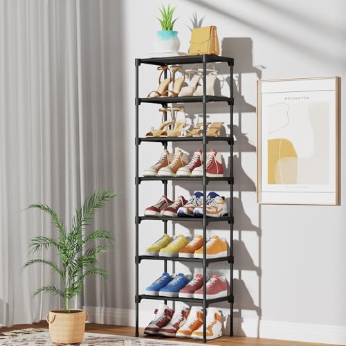 Kitsure Schuhregal für Schrank – Schuhregal Schmal, Schuhregal Platzsparend mit Vliesstoff, platzsparendes Schuhregal für Eingangstür, Schuhregal Schwarz, X-Large, 4152BL